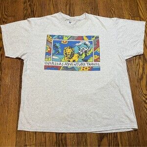 Vintage Y2K Delta Pro Weight Overseas Adventure Travel Safari T-Shirt XL Gray